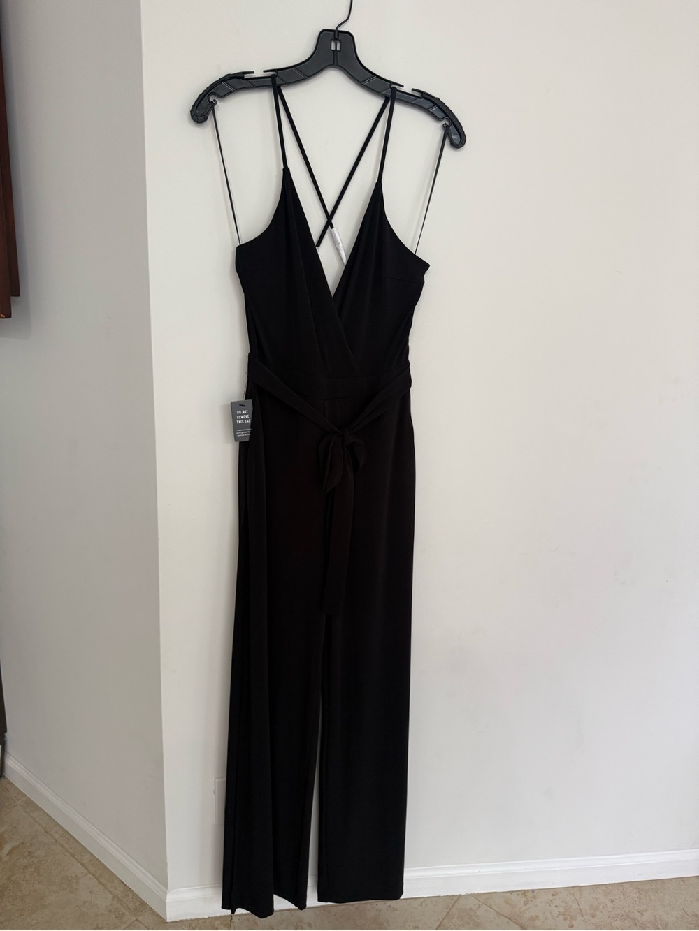 Express Black Wrap Jumpsuit with Cross-Back Straps
